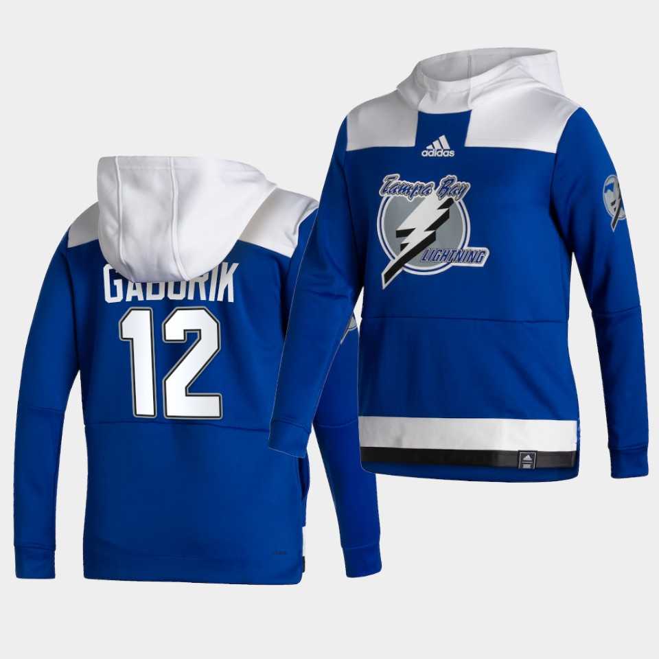 Men Tampa Bay Lightning 12 Gadorik Blue NHL 2021 Adidas Pullover Hoodie Jersey